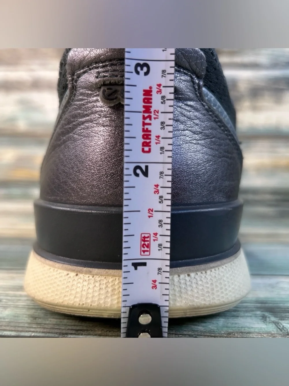 Ecco Lynx Sneaker Womens 9-9.5 Pewter Gray Leather Tennis Athletic Casual Shoe